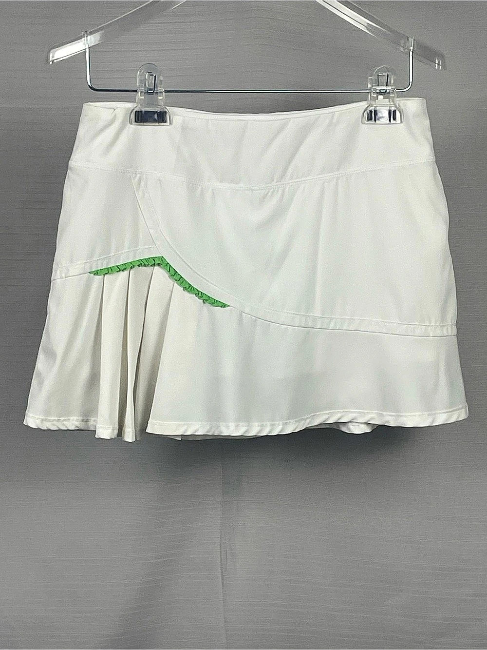 Kyodan White Pleated Tennis Skort Green Trim Sz S (P/S)